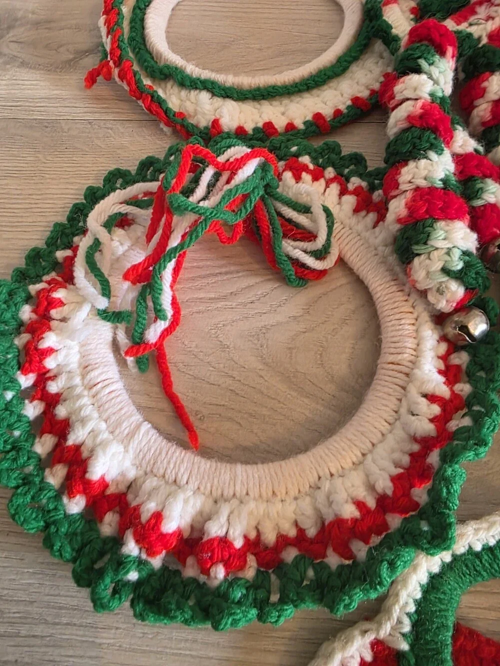 Vtg Handmade Crochet Christmas Wreath Lot 7 Holiday Decor Covers SU13